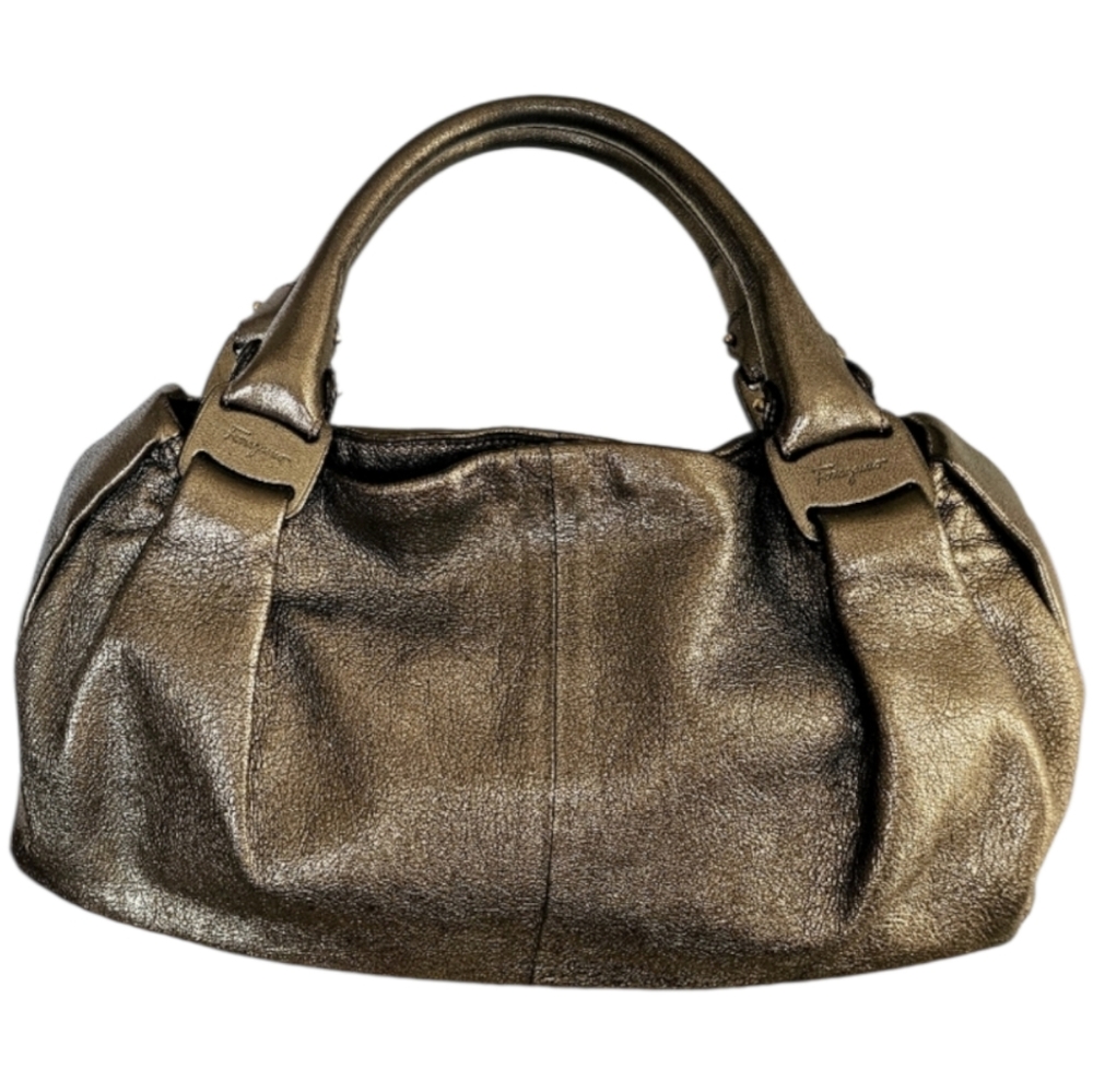 SALVATORE FERRAGAMO rare hobo bag bronze leather EUC no dust bag